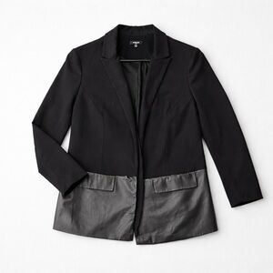 Premise Women's Black Blazer with Leather Accents